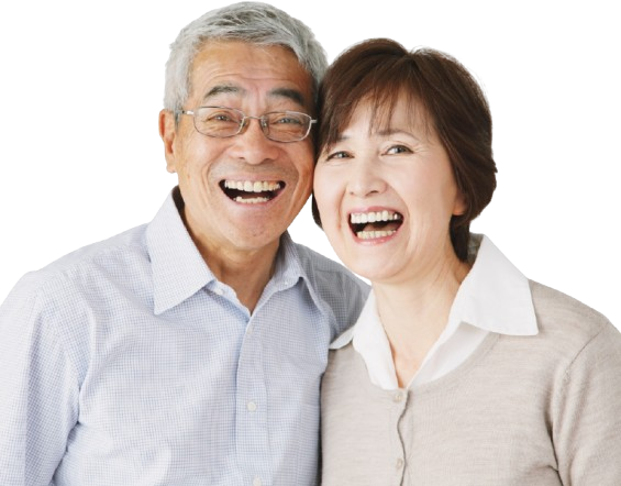 Asian senior couple laughing together after choosing the right senior insurance in Orlando